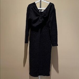 Astr Black Long Sleeve Textured Dress